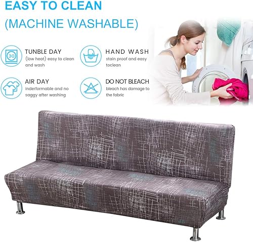Miniatura 8 de MIFXIN Funda de sofá sin brazos, funda elástica plegable para sofá cama, sin reposabrazos, protector de muebles de elastano impreso lavable, sin