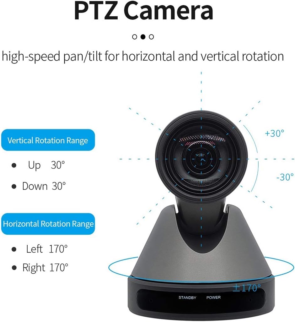 SMTAV PTZ Camera with USB3.0 Outputs,12X Optical Zoom,USB Camera,60FPS,Live Streaming Camera for Broadcast,Conference,Events,Church and School etc (USB3.0)