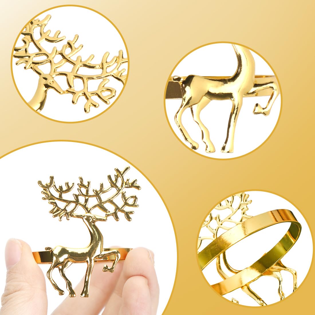 FUKPO 6 stuks servetringen Kerstmis, Gouden met Rood Zilver Groen FUKPO 6 stuks servetringen Kerstmis, Gouden met Rood Zilver Groen