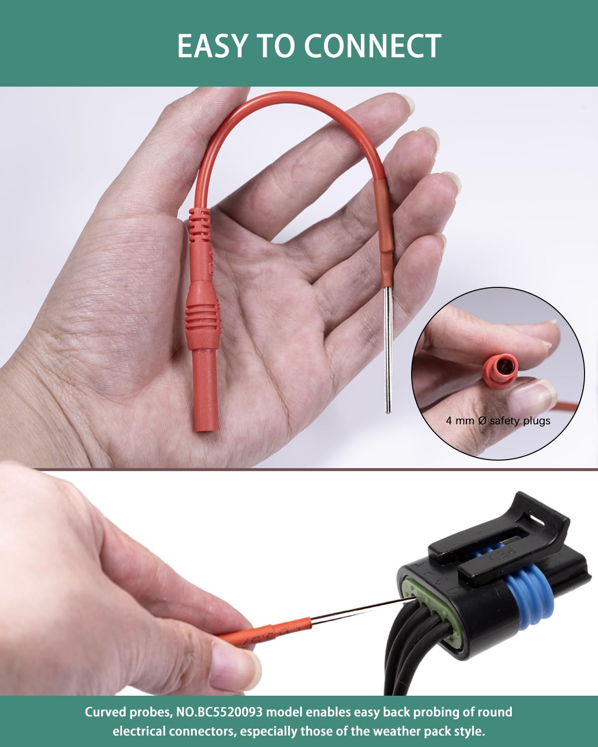 2 PCS Silicon Flexible Spoon Back Probes, Back Probe Pins Automotive Compatible with 4mm Banana Plug Test Leads — Amazon image 2