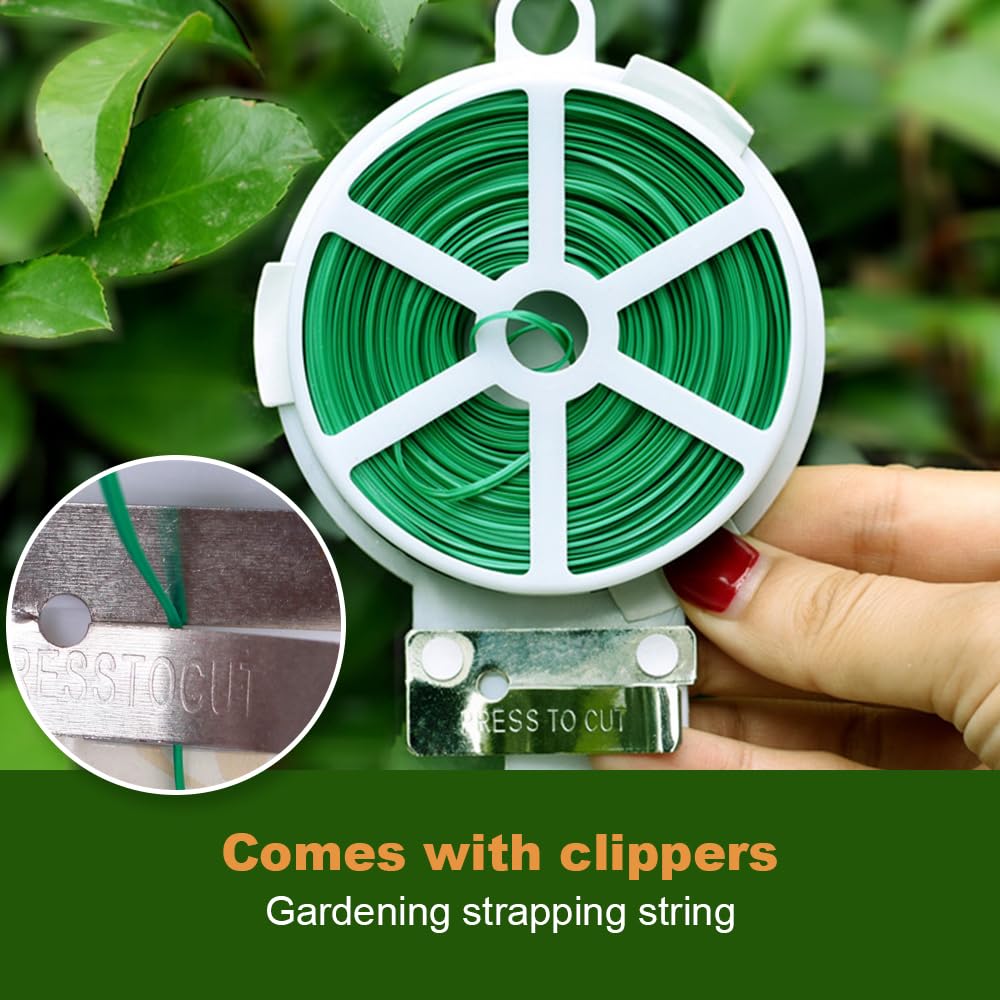 Pflanzenbinder für Outdoor-Pflanzen, Gartenpflanzenbinder Twist Ties Pflanzenstützbinder Gartenbinder für Kletterpflanzen, Tomatenbinder Gemüsebinder für Pflanzen, Gartenwerkzeuge (3, Grün, 50 m)