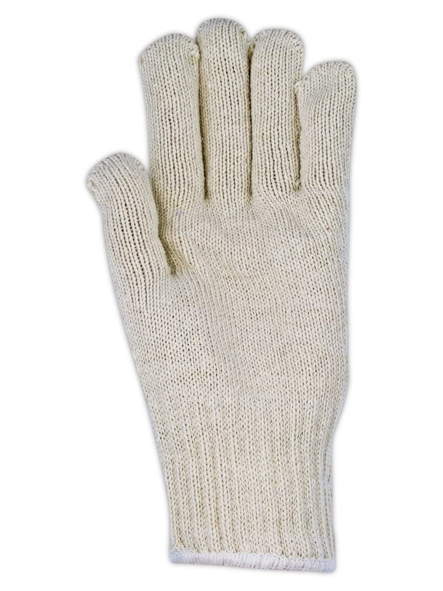 MAGID KnitMaster T1537 Glove | Heavyweight 7-gauge Cotton / Polyester Knit Gloves - Seamless, Breathable, Large, Off-White (12 Pairs)