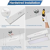 Vista 6 de DAKASON Lámpara de Techo LED Rectangular Empotrada de 4 Pies para Cocina/Lavandería, 48W Envolvente 3/4/5000K Seleccionable, Luces Lineales Cableado