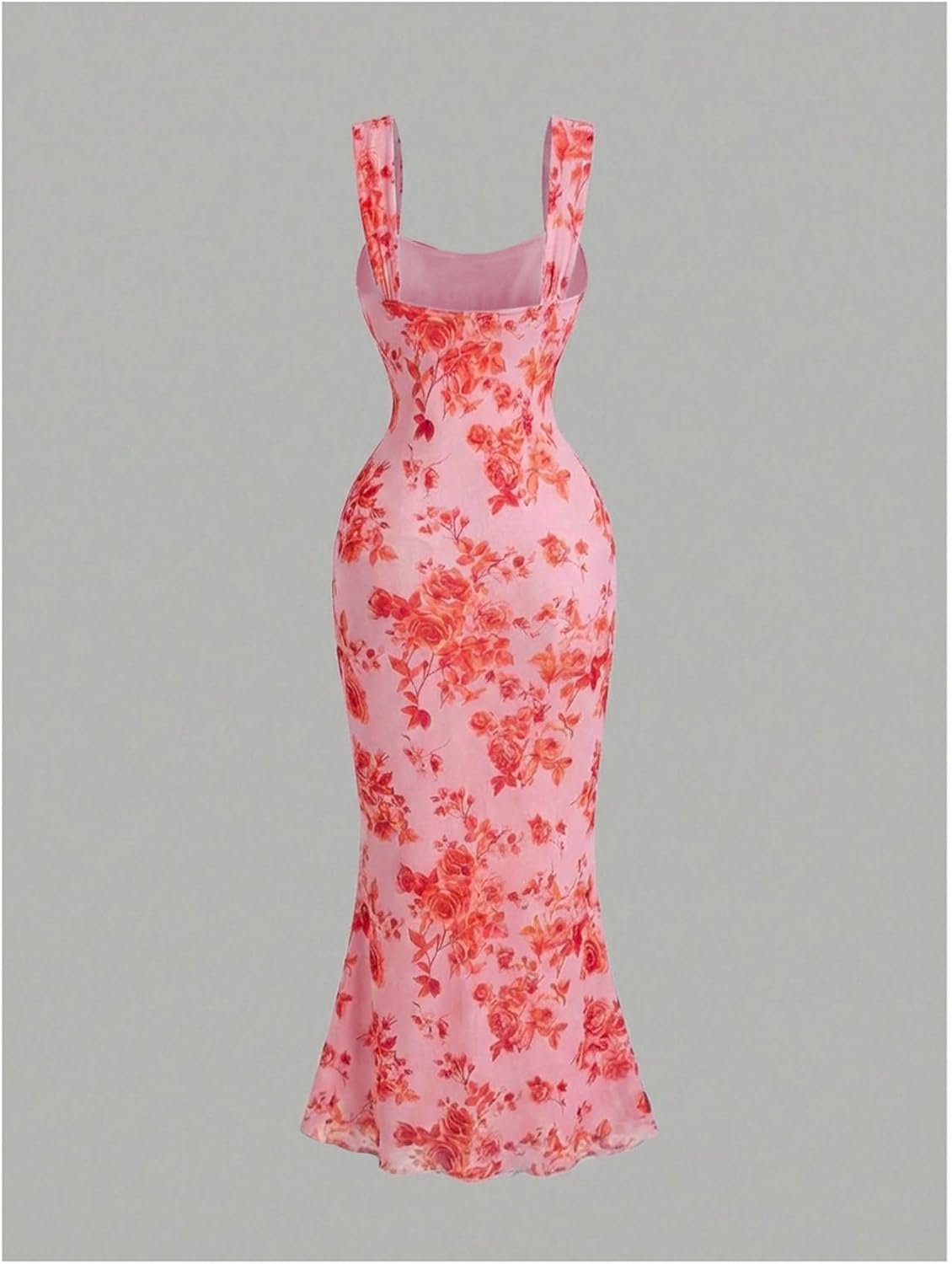 GORGLITTER Women's Floral Summer Wedding Guest Dress Ruched Cocktail Party Bridal Shower Formal Beach Midi Sun Dresses
