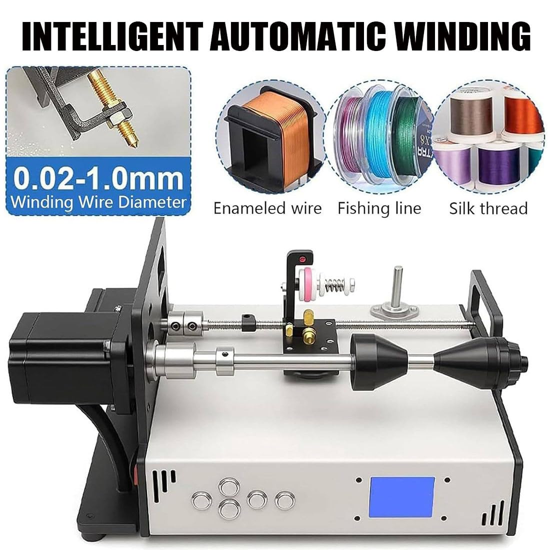 Máquina Enrolladora Cables,Bobinadora Automática CNC,con Alineación Automática Cables,Opera 900 RPM,Bobinado Automático,Ideal para Bobinas,Hilos/Pesca/Hilos/Seda