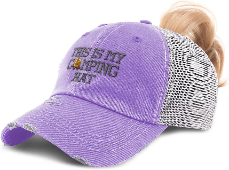 Speedy Pros Ponytail Cap Women's Baseball Cap Embroidered This My Camping Hat Embroidery Cotton