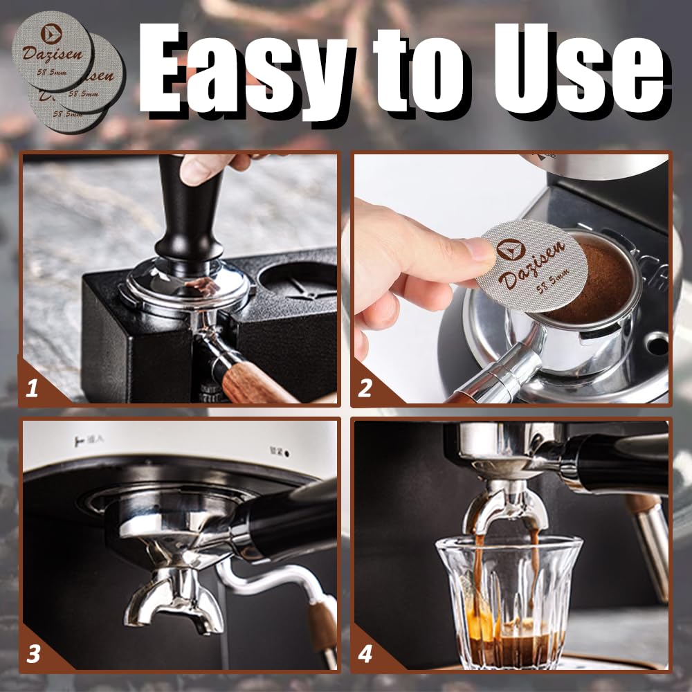 Filtre à Café Espresso Acier Inoxydable 58.5mm - Écran Puck 1.7mm/150μm - Réutilisable Pour Machines Café