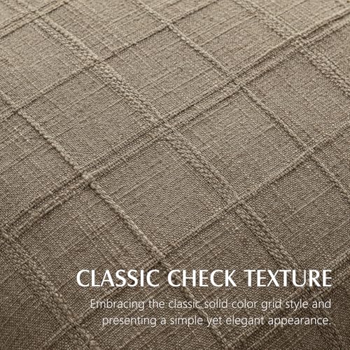 Image of Foindtower Set of 2 Decorative Linen Check Fringe Throw Pillow Covers Farmhouse Vintage Cushion Covers Modern Boho Home Decor for Sofa Chair Couch Bedroom Living Room,18x18 Inch,Cocoa Brown