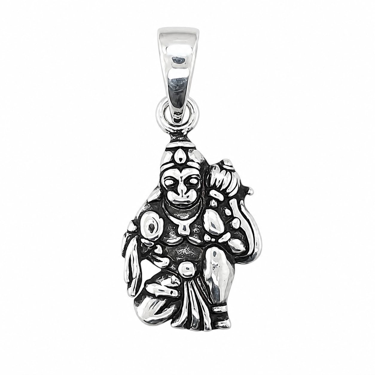 sahiba gems 925 Silver Lord Bajrang Bali Hanuman Ji Locket For Men/Boys & Kids-picture-22