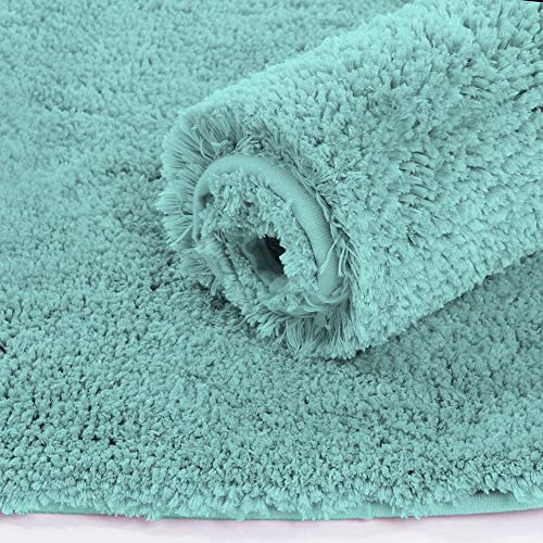 Image of LUXE HOME INTERNATIONAL Microfiber Rectangular Home Bath Mat Super Soft Non Slip Vegas Mats for Bathroom, Kitchen, Bedroom, and Door (40X60 Cm, Aqua) Pack of 1