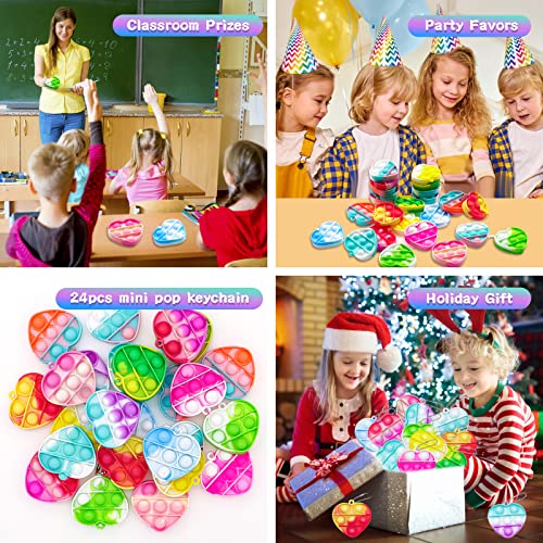 24 Pcs Pop Fidget Toys Its Party Favors For Kids,Mini Pop Keychain Fidget Toy Bulk Toddler Toys Sensory Toys Fidget Packs Party Fidget Toys Classroom Birthday Gift For Girls Boys #TOP5