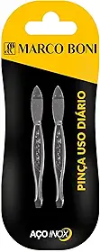 Kit com 2 Pinças para Sobrancelhas, Ponta Reta, Aço Inox, Marco Boni, 2 Unidades