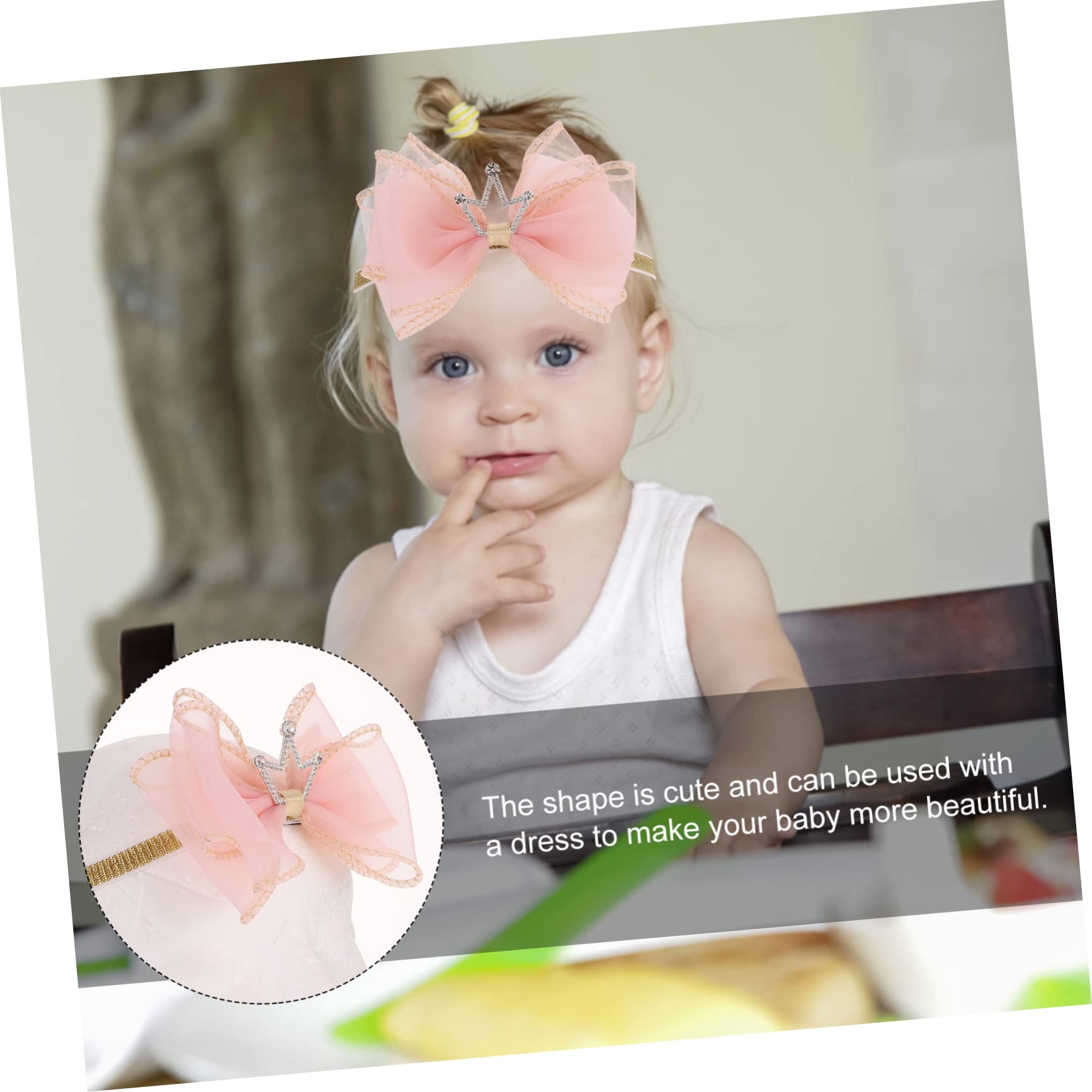 8pezzi Fascia Per Neonata Coroncina Accessorio Fotografico Per Battesimi e Speciali e