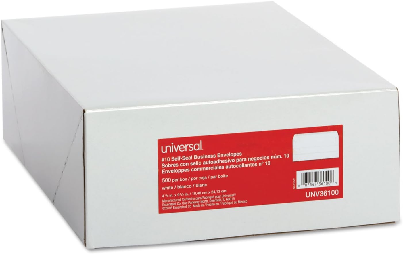 Universal One Self-Seal Business Envelope, 10, White, 500/Box