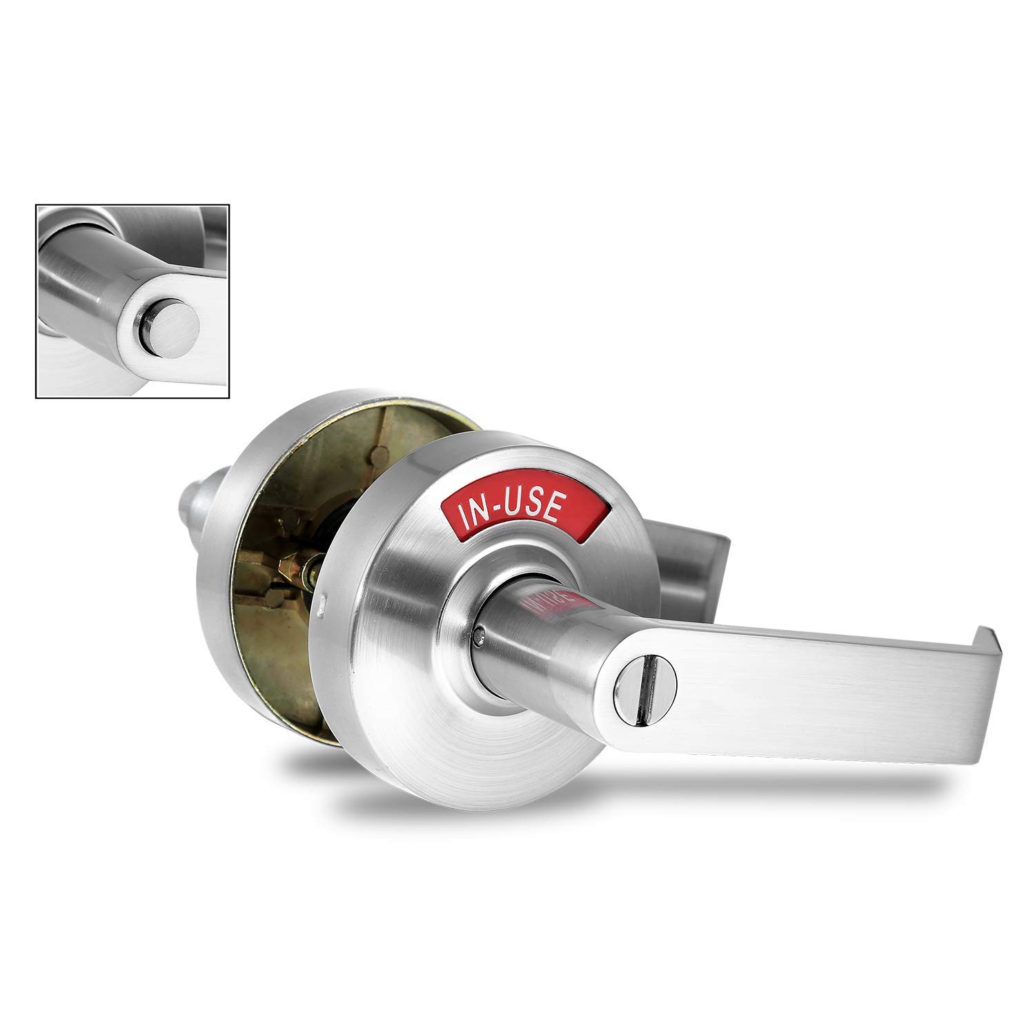 VIZILOK ADA Compliant, Single Egress Indicator Privacy Lock C5FS-R Durable ANSI Grade 2 Comp Commercial RightHanded Non Reversible in-Use or Vacant Push Button Lever - Satin Chrome