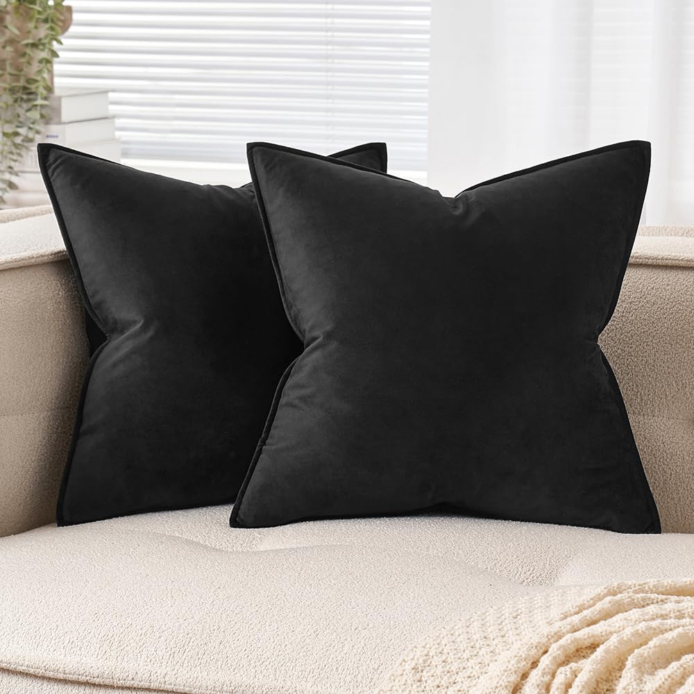 EMEMA Velvet Cushion Cover, 40 x 40 cm, Decorative Sofa Cushion, Decorative Cushion, Wrapped Edge, Set of 2 Cushion Covers