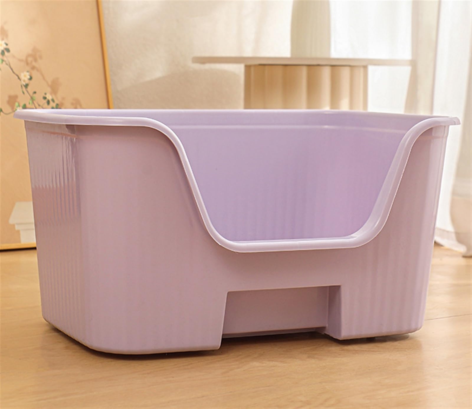 Katzentoilette Katzenklo Katzentoiletten Mit Hohen Seiten, Offene Katzentoilette, Katzenstreu Mit Erhöhten Kanten Für Den Innenbereich Reisetoilette Katze(Purple)