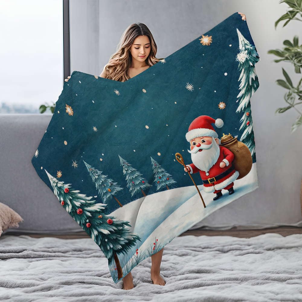 Plaid flanelle Santa Claus | Partagez la magie de Noël en famille 125x150cm