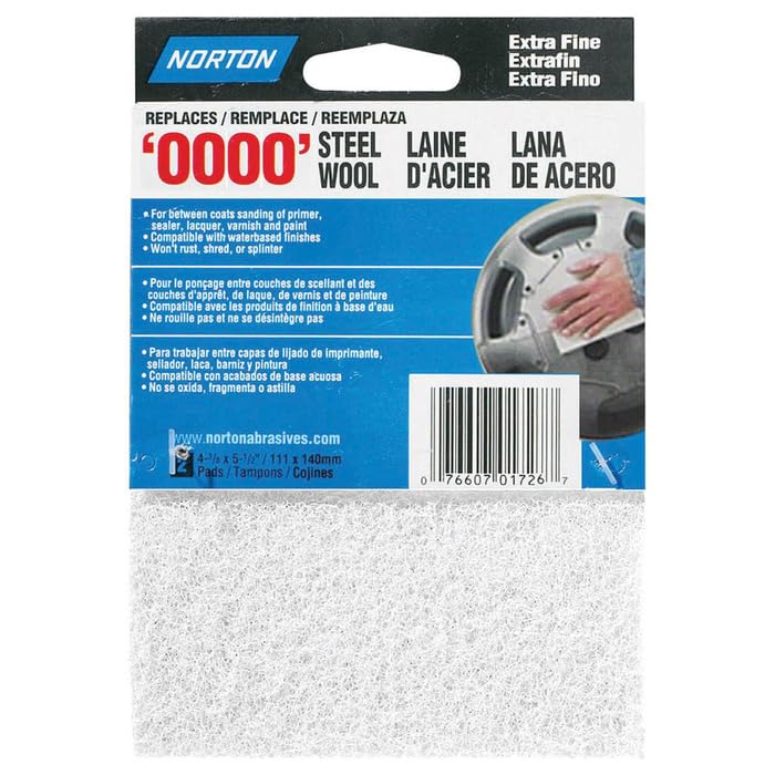 10-Pack of #0000 Norton 01726 Norton White Synthetic Steel Wool Pad