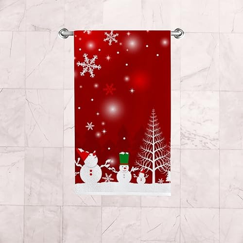 Miniatura 6 de Vantaso Juego de 2 toallas de mano de baño, diseño de muñeco de nieve rojo, muñeco de nieve, suaves y absorbentes, toalla de mano de cocina para