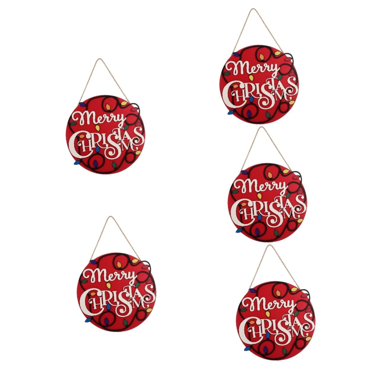 Cabilock 5 Piezas Numero de de Navidad Colgantes navideños navideños Cartel de Bienvenida señal de Puerta Home Decoracion decoración Letrero de Puerta de Navidad Adornos Madera