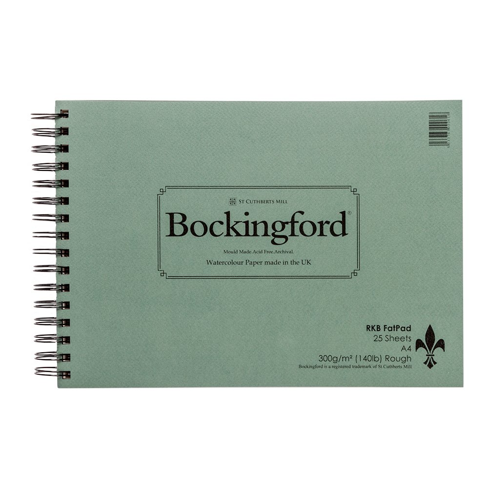 Bockingford Spiral Fat Pad Watercolour Paper 300gsm A4 25 Sheets Rough Painting