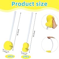 Vista 2 de Uiifan 4 Pcs Long Handle Bath Sponge Yellow Back Sponge on a Stick Round and 8 Shape Back Washer for Shower White Handle Butt Scrubber Bathing Brush
