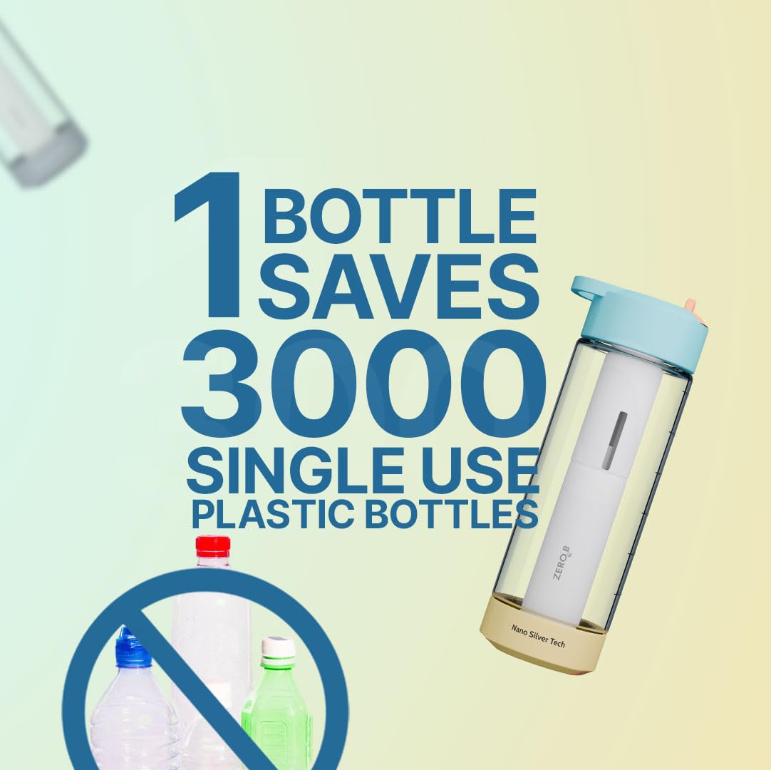 ZeroB H2OHH Portable Water Filter Bottle – 600ml | Removes 99.9% Bacteria & Viruses | Durable TRITAN Material | Instant Purification | Eco-Friendly Travel & Fitness Bottle (CORAL BLOOM) 3