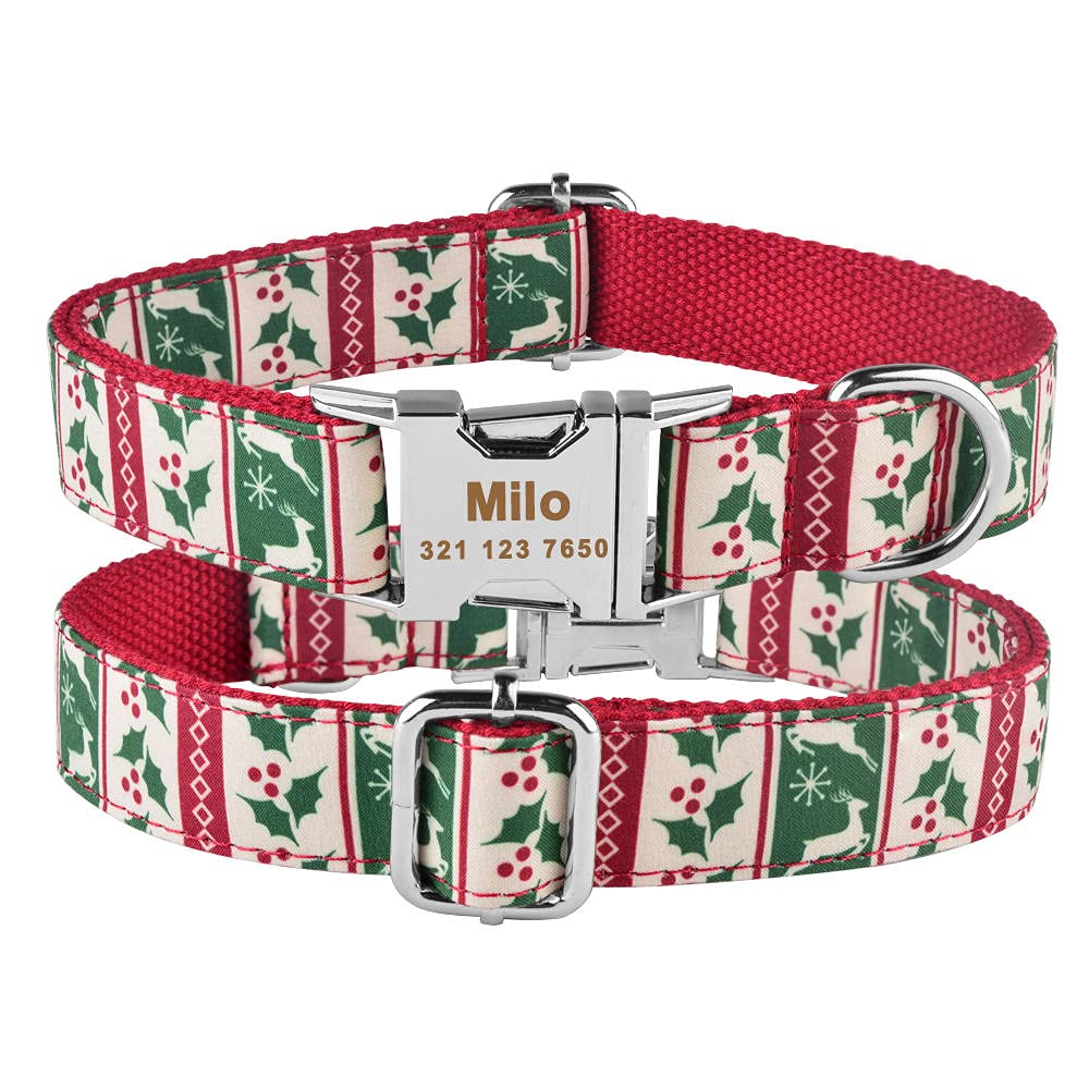 Collier pour chien chiot moyen grand nylon réglable avec nom gravé L