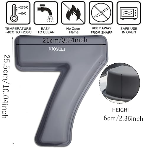 Miniatura 2 de Dioycli Moldes de silicona con números grandes para hornear pasteles 3D, molde personalizado para pasteles de cumpleaños y boda, aniversario, número