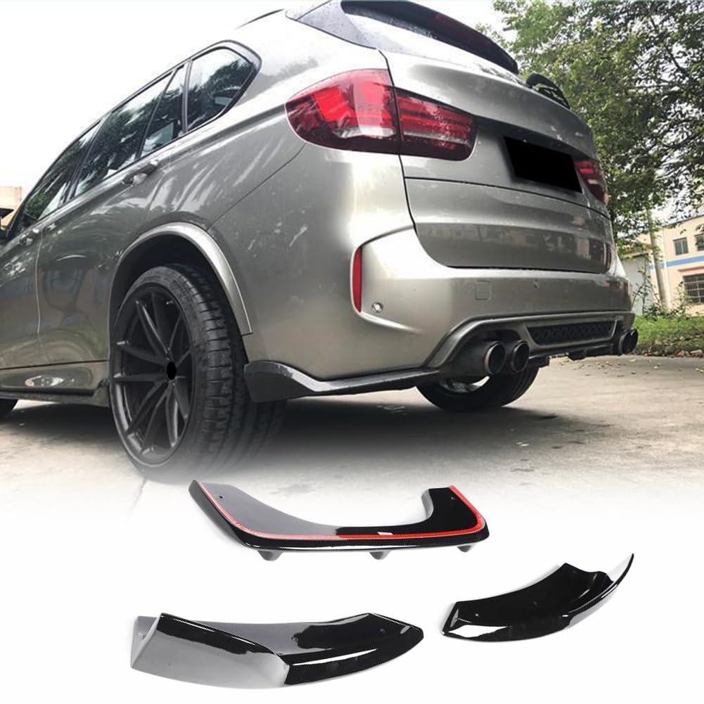 X5M X6M Rear Bumper Diffuser Compatible with BMW F85 X5M F86 X6M 4-Door 2014-2018 Gloss Black FRP Rear Lip Cover Lower Spoiler Splitters Valance Protector with Corner Spats Extensions 3PCS