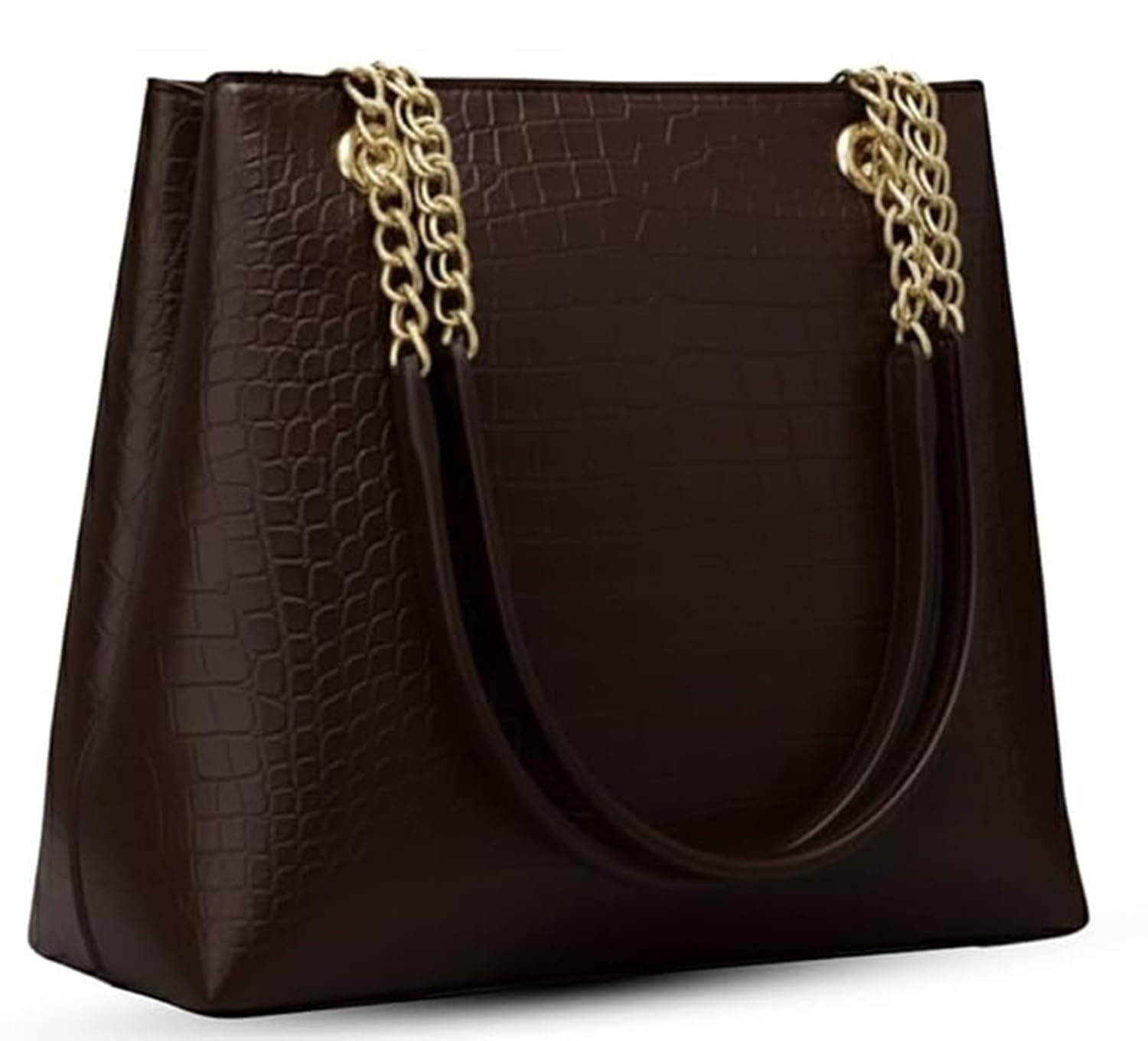 CLASSIC SMUGGLER Medium Capacity Croco Pattern Tote Bags For Womens Big Purses And Handbags Ladies Big Shoulder Bag (Dark Brown)