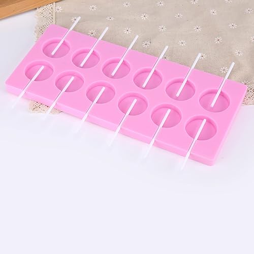 Miniatura 8 de Tbzieoc Moldes para piruletas, 12 moldes de silicona de forma redonda, moldes de chupón, moldes de chocolate para caramelos, moldes para tartas para