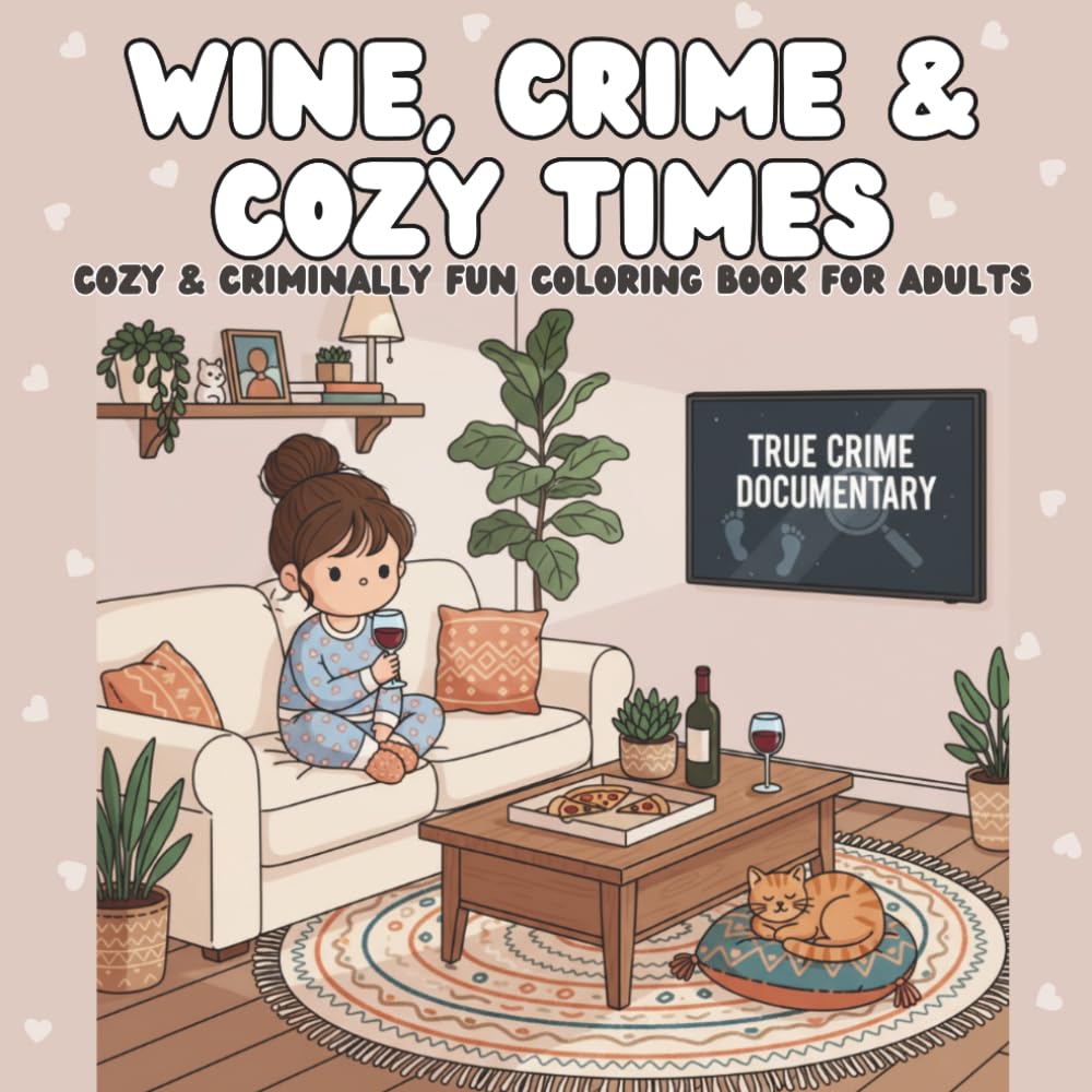 Wine, Crime & Cozy Times: Cozy & Criminally Fun Coloring Book for Adults - Bold and Funny Designs for Relaxation, Wine Lovers & True-Crime Fans