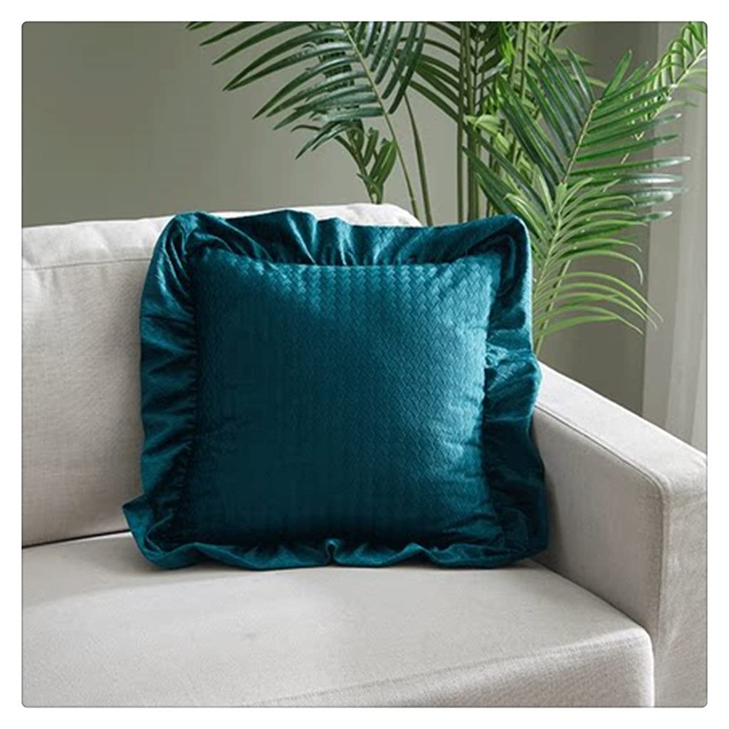 MFJGHU Retro Solid Color Living Room Sofa Cushion Cover Suede Soft Velvet Hug Pillowcase Square Pillow Ruffle(Style A,45x45 cm)