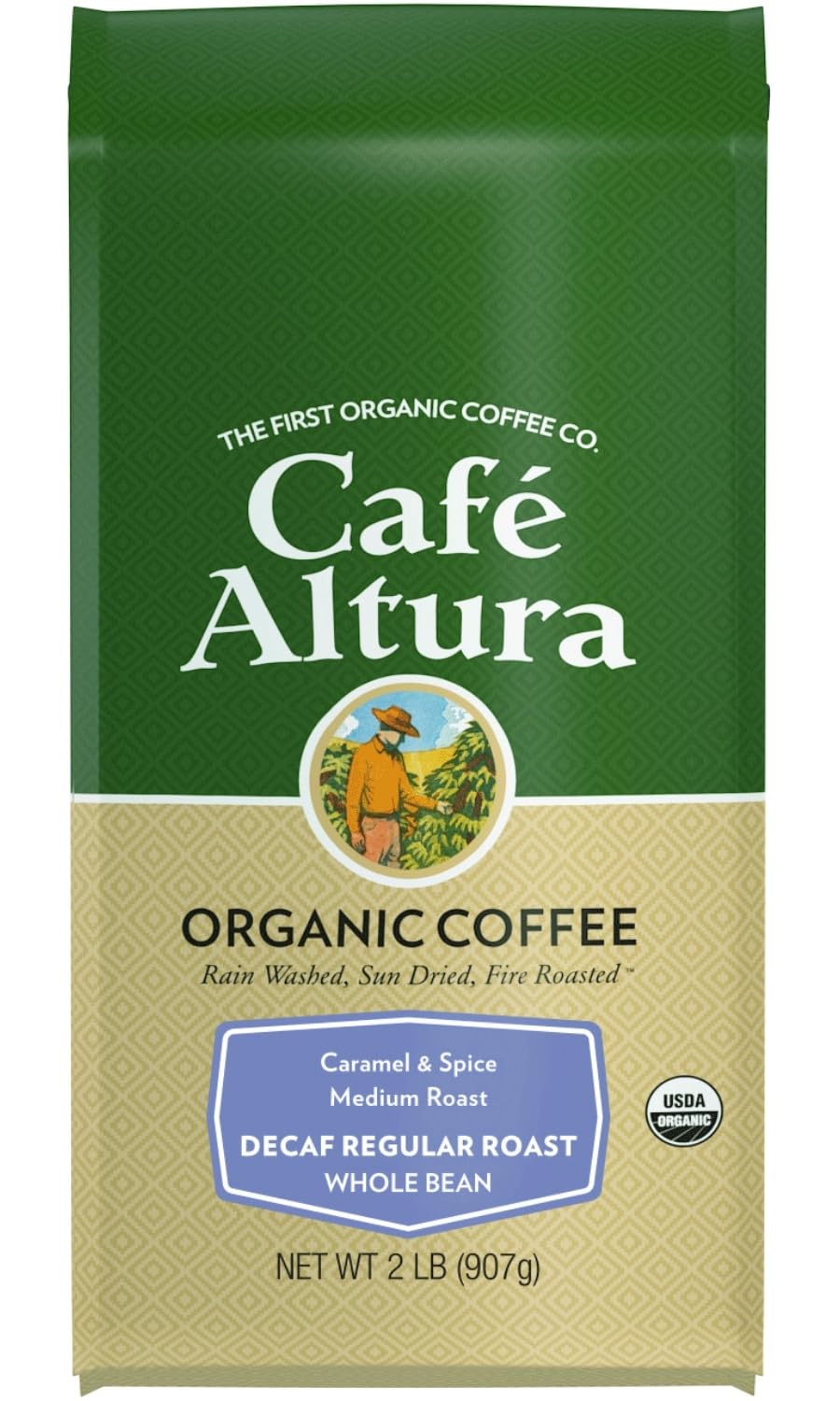 Cafe Altura Whole Bean Organic Coffee, Regular Roast Decaf, 2 lb Bag