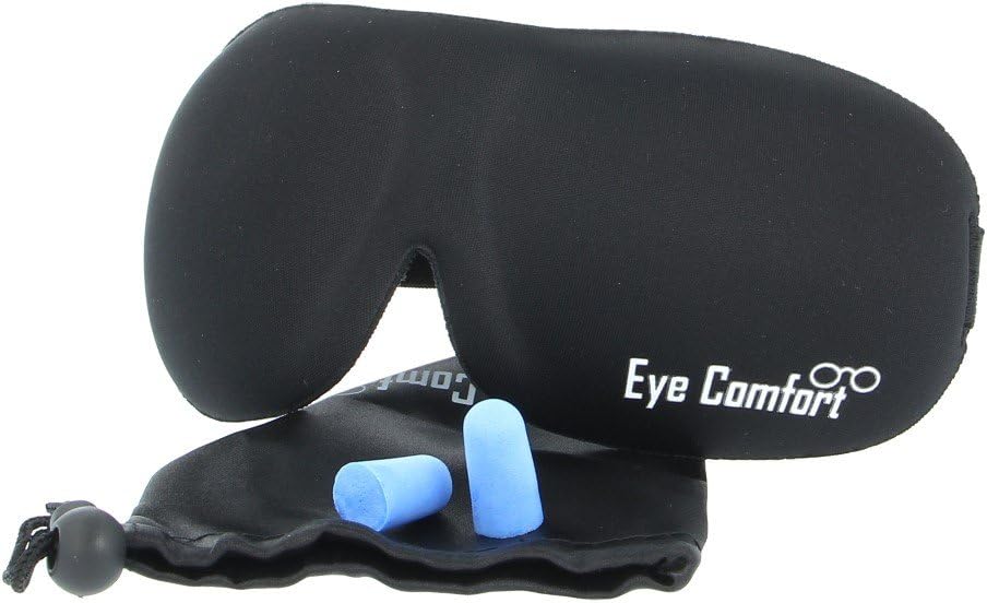 Premium Quality Eye Mask For Sleeping With Adjustable Strap, Carry Pouch and Ear Plugs by Eye Comfort - Get That Quality Rest You So Deserved