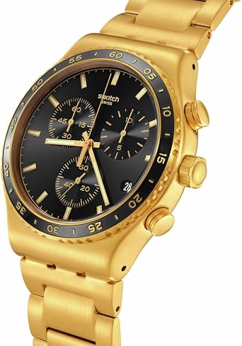 Swatch I New Chrono Unisex Watch Casual Plastic Yellow Quartz Waterproof in The Black