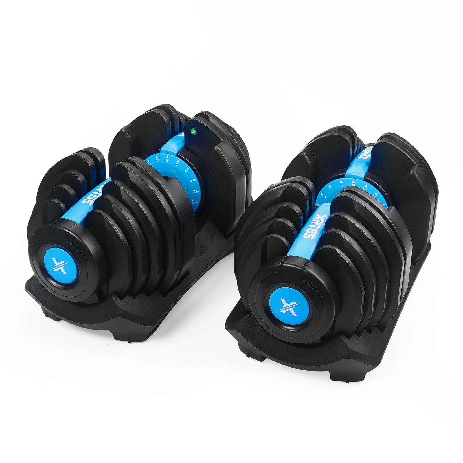 XRT65 Adjustable Dumbbells Set of 2 (4–40 kg) | Heavy 17-Level Adjustable Weights | No-Freeze Dial Mechanism | Designed in USA | Professional Dumbbell Set for Home Gym & Strength Training | Black + Blue
