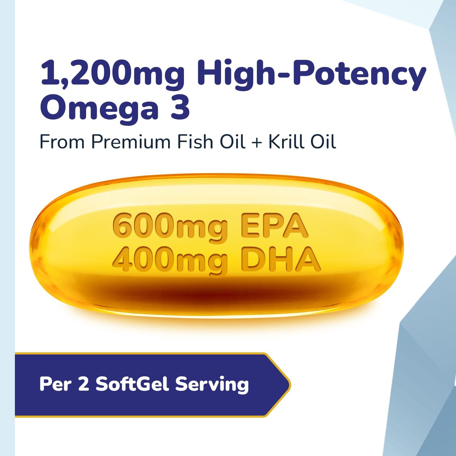 Omega 3 Fish Oil Supplements for Women & Men, 1200 mg Omega3 Softgels with EPA & DHA Fatty Acids for Healthy Skin & Joints, Eyes, Heart & Brain Support - Made in USA - 60 Count, 1 Month Supply