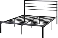 Vista 25 de SHA CERLIN Base de cama tamaño King con estante de cabecera y base de metal resistente, no necesita somier, color marrón