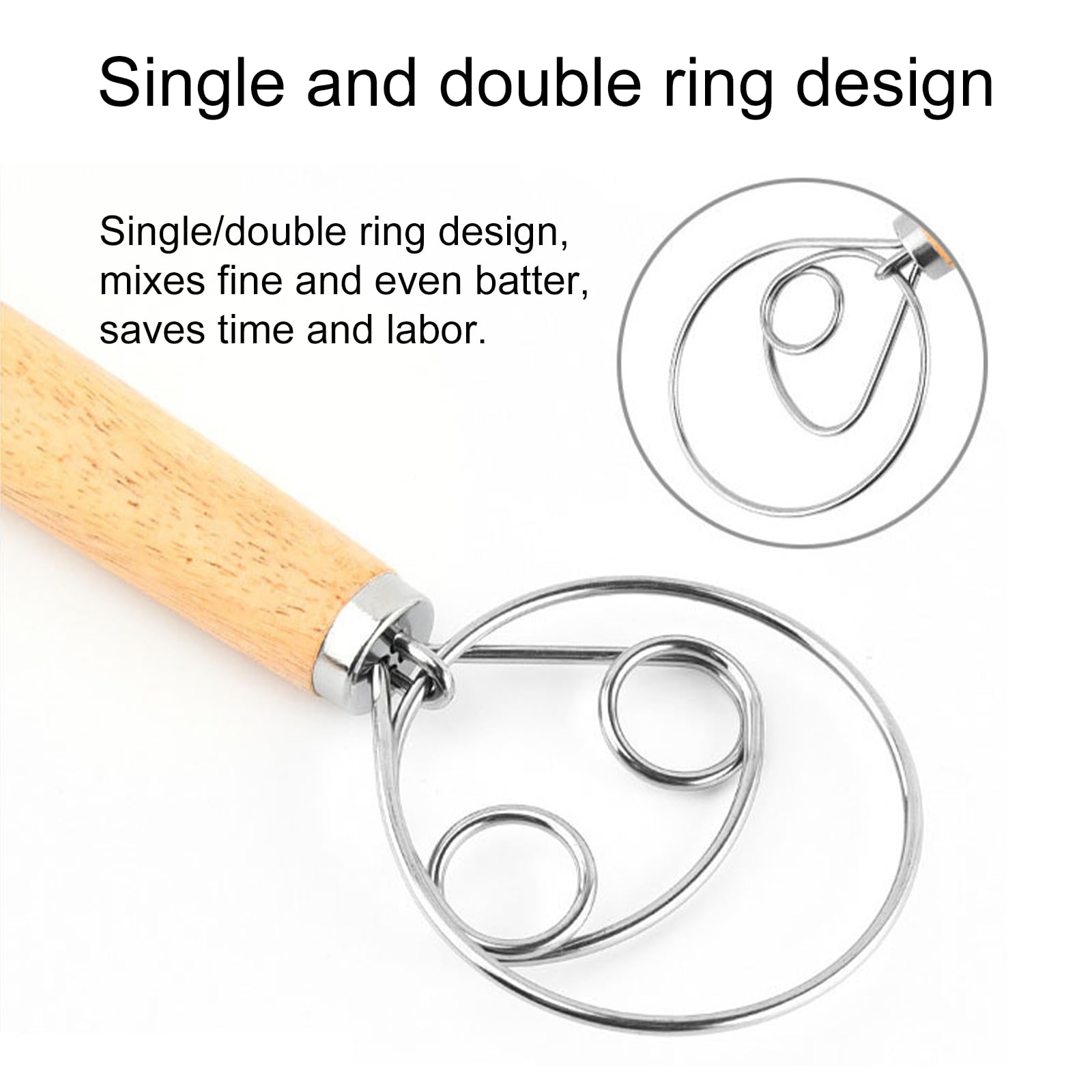 Acpetdr 2PCS Dough Whisk Bread Whisk Manual Dough Mixer Stainless Steel Bread Whisk, for Home Bakery, Cake Shop - Image 2