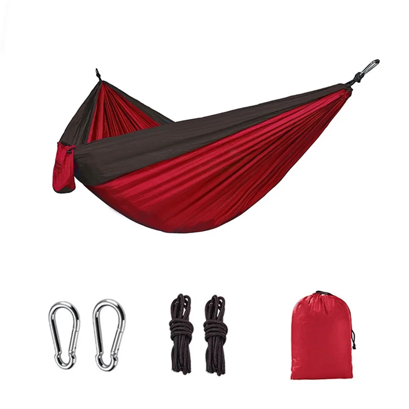 Amaca portatile 270 x 140 cm in nylon leggero paracadute tessuto singolo e doppio per uso esterno campeggio escursionismo giardino - colore rosso