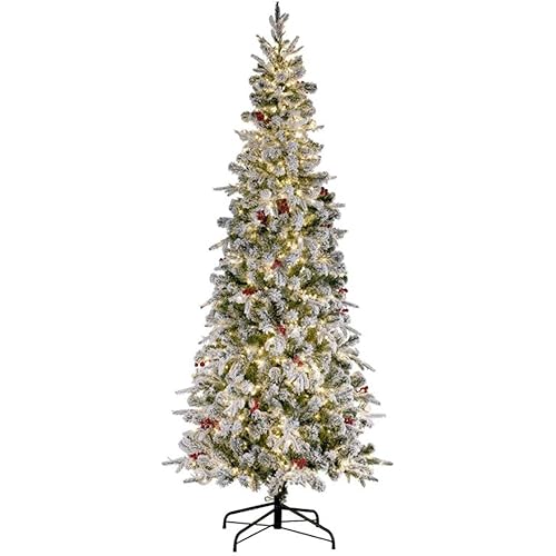 Haute Decor Lexington Artificial Flocked Fir Slim Christmas Tree (7-Foot)