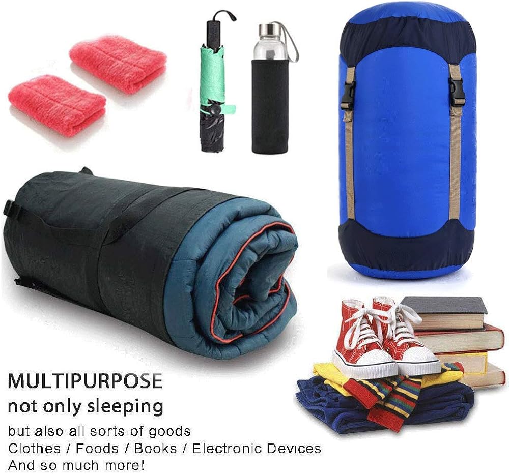 Borogo Nylon Compression Stuff Sack, 15L/25L/45L Sleeping Bag Compression Sack Great for Compression Bag,Outdoor Storage Bag for Backpacking, Traveling,Hiking and Camping