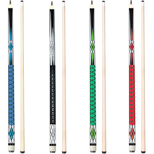 Pool Sticks Set of 4 and Pool Sticks Set of 2 with 13mm Cue Tip 58" Pool Cue with Rubber Anti-Skid Sleeve
