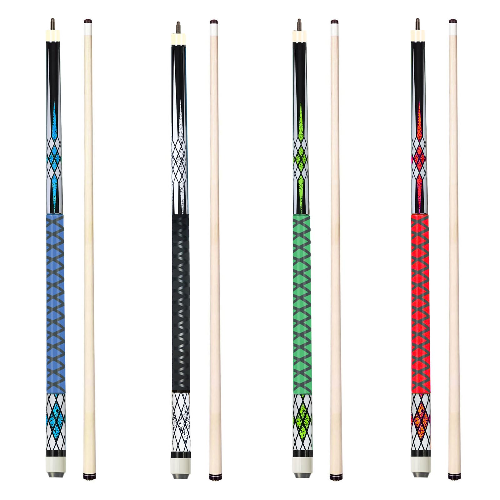 Pool Sticks Set of 4 and Pool Sticks Set of 2 with 13mm Cue Tip 58" Pool Cue with Rubber Anti-Skid Sleeve