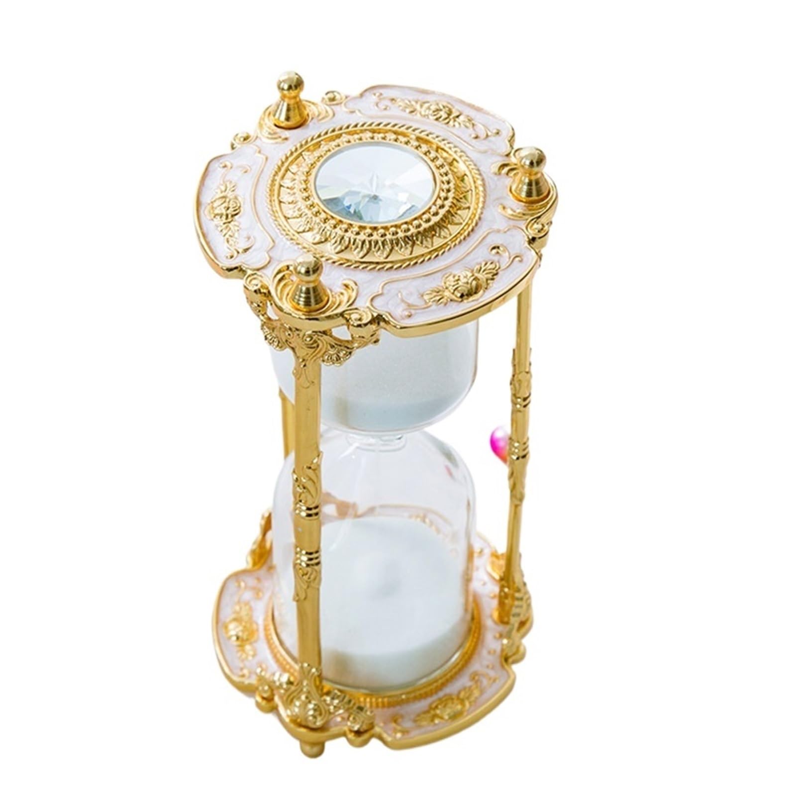 Sablier minuterie 15 Minutes, Horloge de Table créative en métal rétro for Anniversaire et Mariage, Accessoires décoration for la Maison pour Bureau de Chambre à Coucher(Gold White)