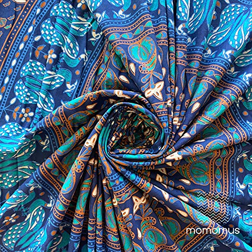MOMOMUS Wandteppich Mandala - 100% Baumwolle, Bunt, Orientalische Designs - Ideal als Wandtuch Mandala, Indischer Wandbehang aus Stoff und Wandteppich Boho - Blau, 210x230 cm