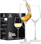 GLASKEY Verres à vin blanc Ensemble de 2,Verres à vin en cristal soufflés à la main,15.2oz Long Stem Chardonnay Verres à vin pour Rouge et Blanc,Meilleur Cadeau pour usage quotidien,Noël,Wedding,Anniversaire ou Anniversaire